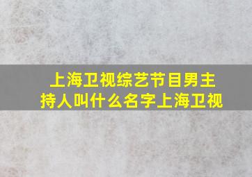 上海卫视综艺节目男主持人叫什么名字上海卫视