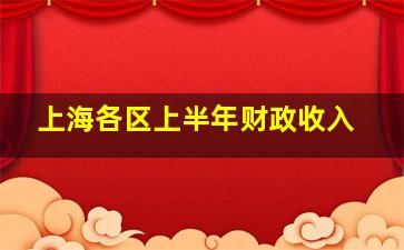 上海各区上半年财政收入