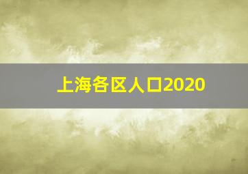 上海各区人口2020