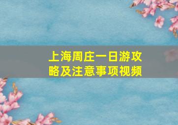 上海周庄一日游攻略及注意事项视频