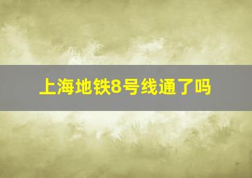 上海地铁8号线通了吗