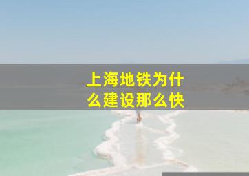 上海地铁为什么建设那么快