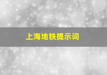 上海地铁提示词