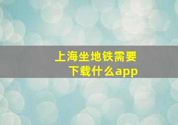 上海坐地铁需要下载什么app