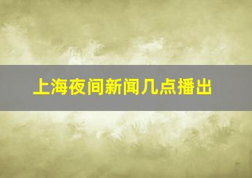 上海夜间新闻几点播出