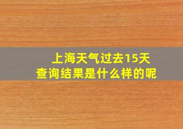 上海天气过去15天查询结果是什么样的呢