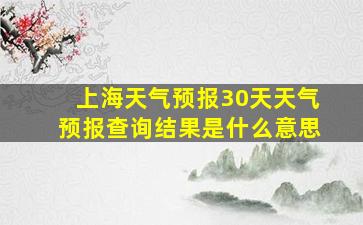 上海天气预报30天天气预报查询结果是什么意思