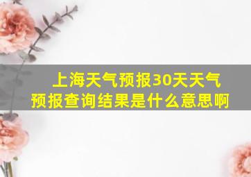 上海天气预报30天天气预报查询结果是什么意思啊