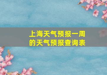 上海天气预报一周的天气预报查询表