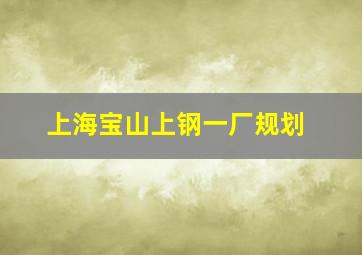 上海宝山上钢一厂规划