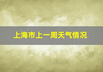 上海市上一周天气情况