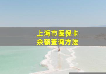 上海市医保卡余额查询方法