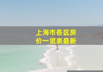 上海市各区房价一览表最新