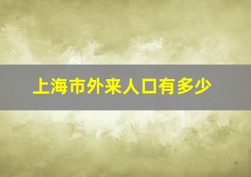 上海市外来人口有多少