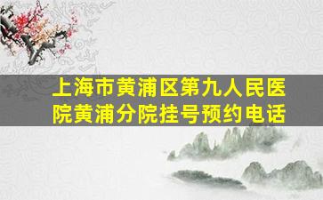 上海市黄浦区第九人民医院黄浦分院挂号预约电话