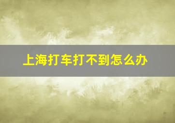 上海打车打不到怎么办