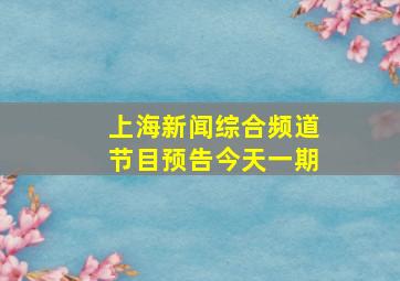 上海新闻综合频道节目预告今天一期