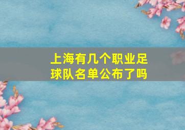 上海有几个职业足球队名单公布了吗