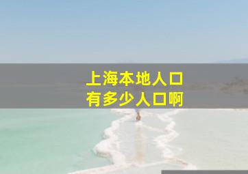 上海本地人口有多少人口啊