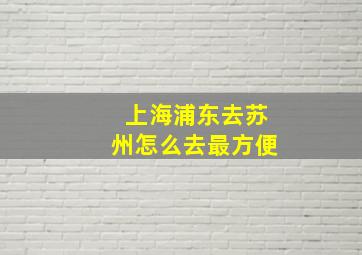 上海浦东去苏州怎么去最方便