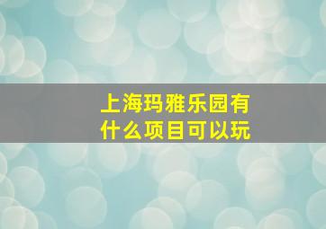 上海玛雅乐园有什么项目可以玩