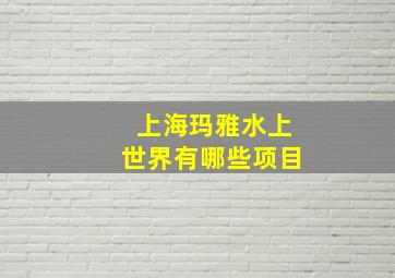 上海玛雅水上世界有哪些项目