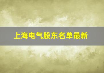 上海电气股东名单最新