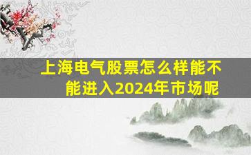 上海电气股票怎么样能不能进入2024年市场呢