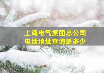 上海电气集团总公司电话地址查询是多少