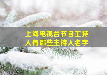 上海电视台节目主持人有哪些主持人名字