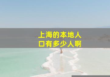 上海的本地人口有多少人啊