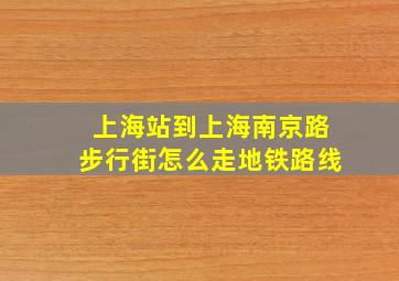 上海站到上海南京路步行街怎么走地铁路线