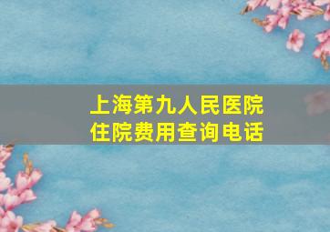 上海第九人民医院住院费用查询电话