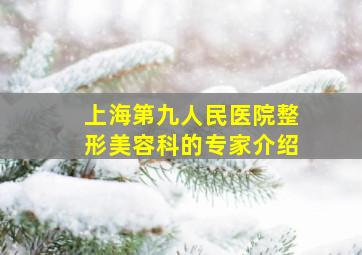 上海第九人民医院整形美容科的专家介绍