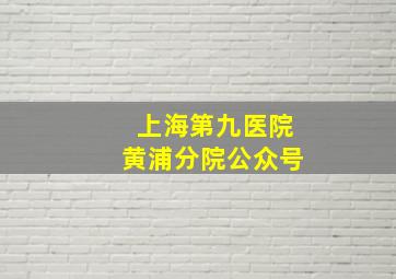 上海第九医院黄浦分院公众号