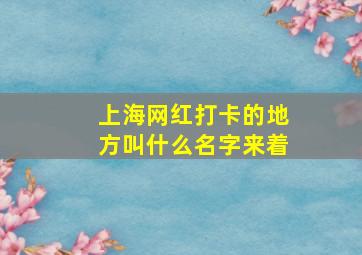 上海网红打卡的地方叫什么名字来着