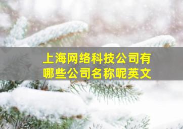 上海网络科技公司有哪些公司名称呢英文