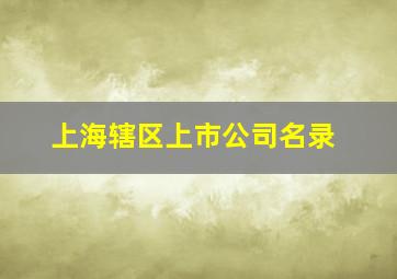 上海辖区上市公司名录