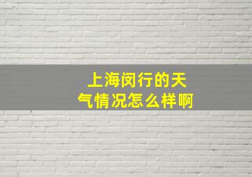 上海闵行的天气情况怎么样啊