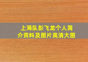 上海队彭飞龙个人简介资料及图片高清大图