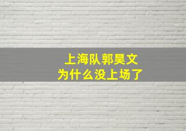 上海队郭昊文为什么没上场了