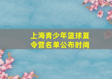 上海青少年篮球夏令营名单公布时间