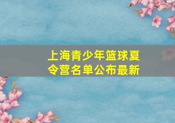 上海青少年篮球夏令营名单公布最新