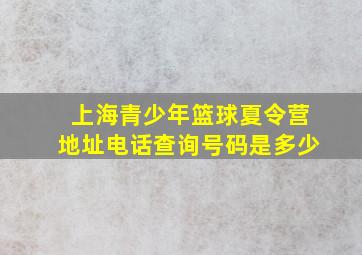 上海青少年篮球夏令营地址电话查询号码是多少