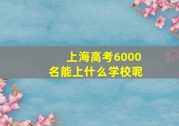 上海高考6000名能上什么学校呢