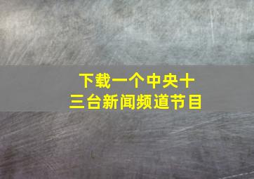 下载一个中央十三台新闻频道节目