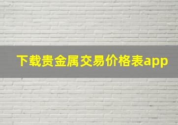 下载贵金属交易价格表app