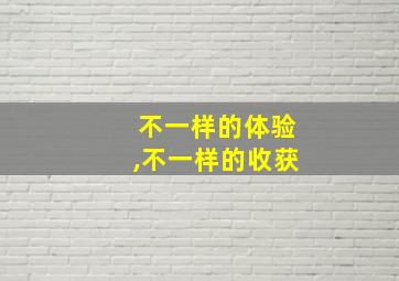 不一样的体验,不一样的收获