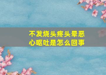 不发烧头疼头晕恶心呕吐是怎么回事