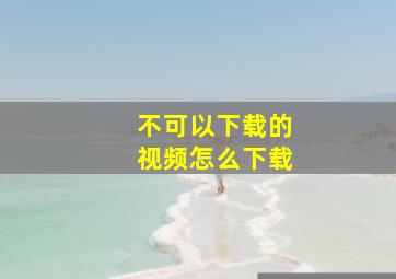 不可以下载的视频怎么下载